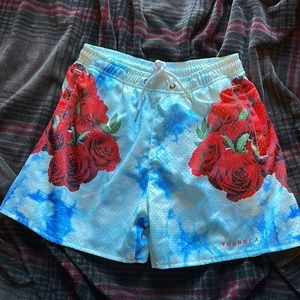 YoungLa Block Party Shorts (Signature Clouds and Roses are Red)